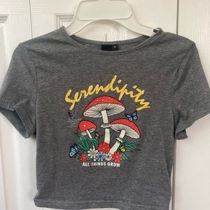 Mushroom animation crop tee